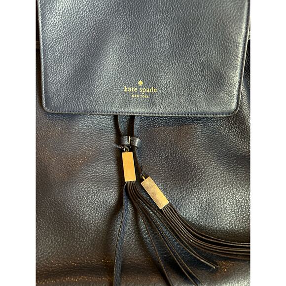 Kate Spade - Wilder Grey Soft Pebble - Navy - Leather Tassel Backpack main image 6